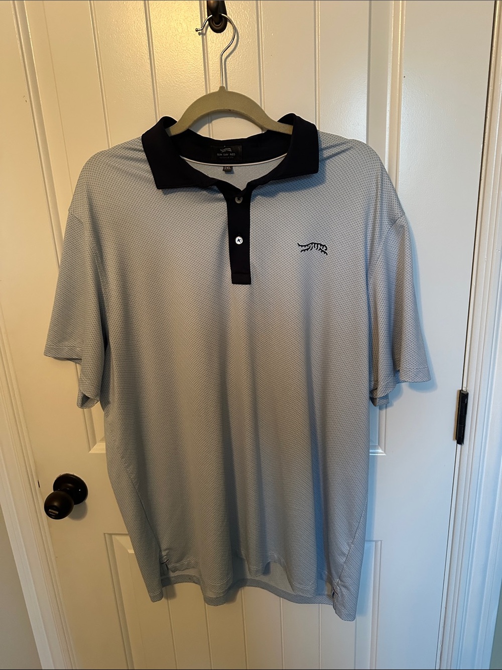 Sun day red Men's Light Blue Polo with Navy Collar - Performance Short Sleeve